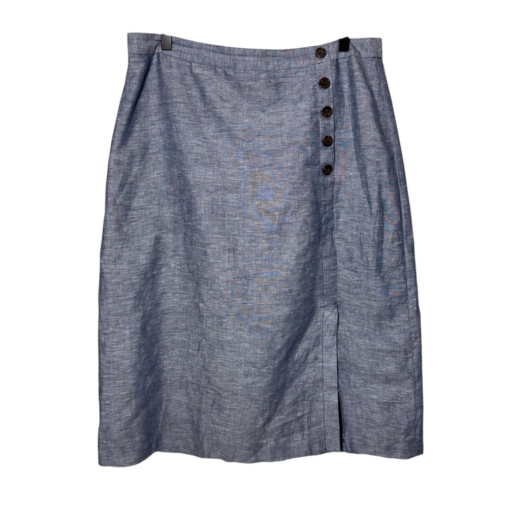 Banana Republic Blue Linen Cotton A Line Pencil Skirt Size 10